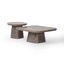 Zane Coffee Table Set - Warm Grey Marble