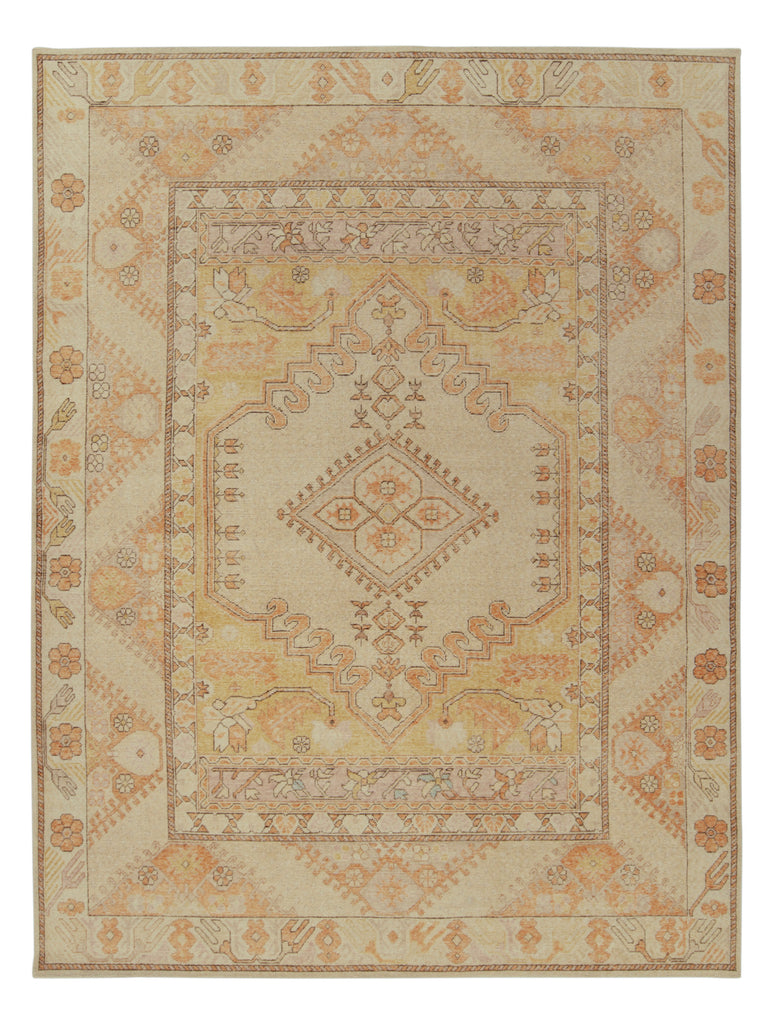 Distressed style custom rug in Gold, Medallion Pattern