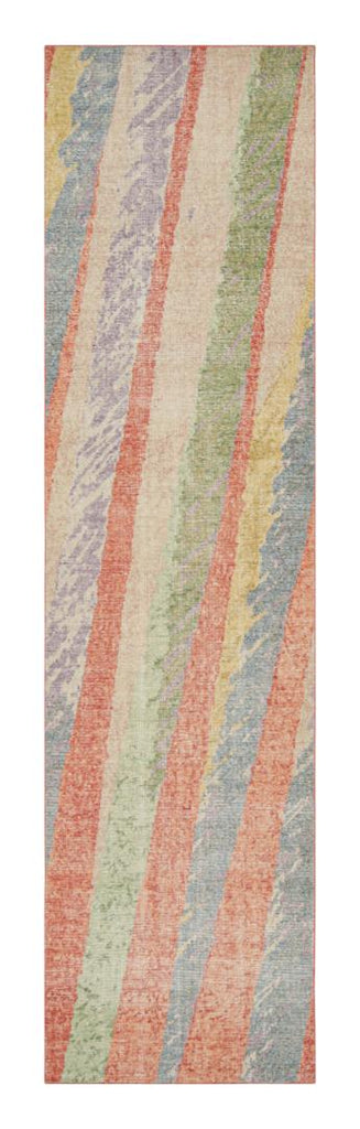 Modern Abstract Runner Rug With Polychromatic Geometric Patterns