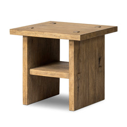 Zeno End Table - Distressed Blonde Oak Veneer