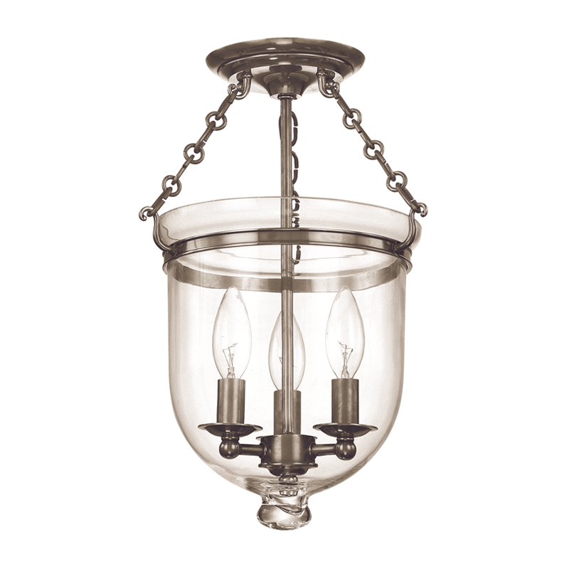 Hampton Semi Flush Glass Option 1, 10" - Historic Nickel