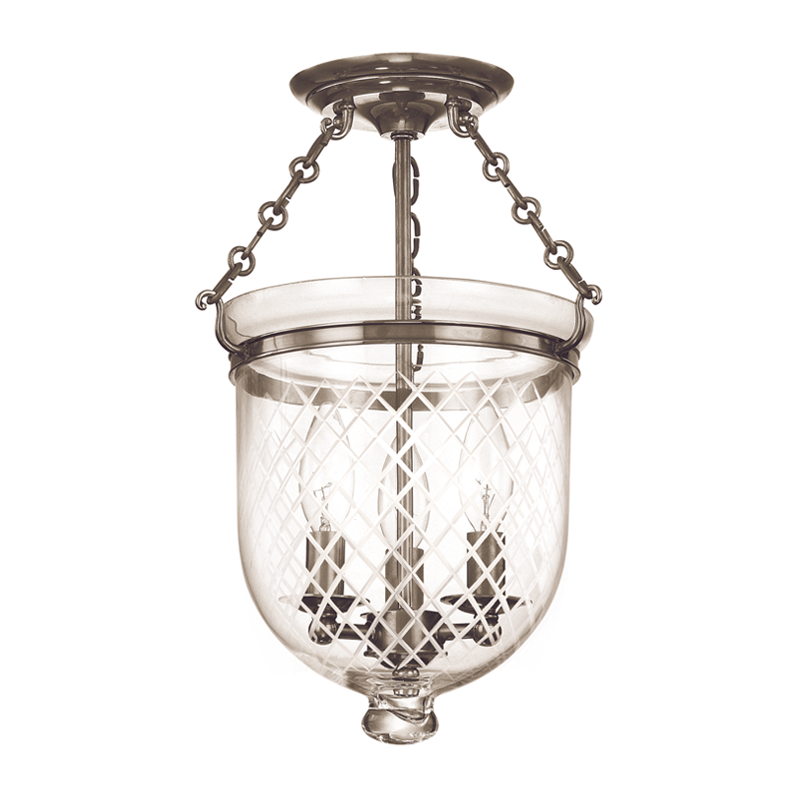 Hampton Semi Flush Glass Option 2, 10" - Historic Nickel