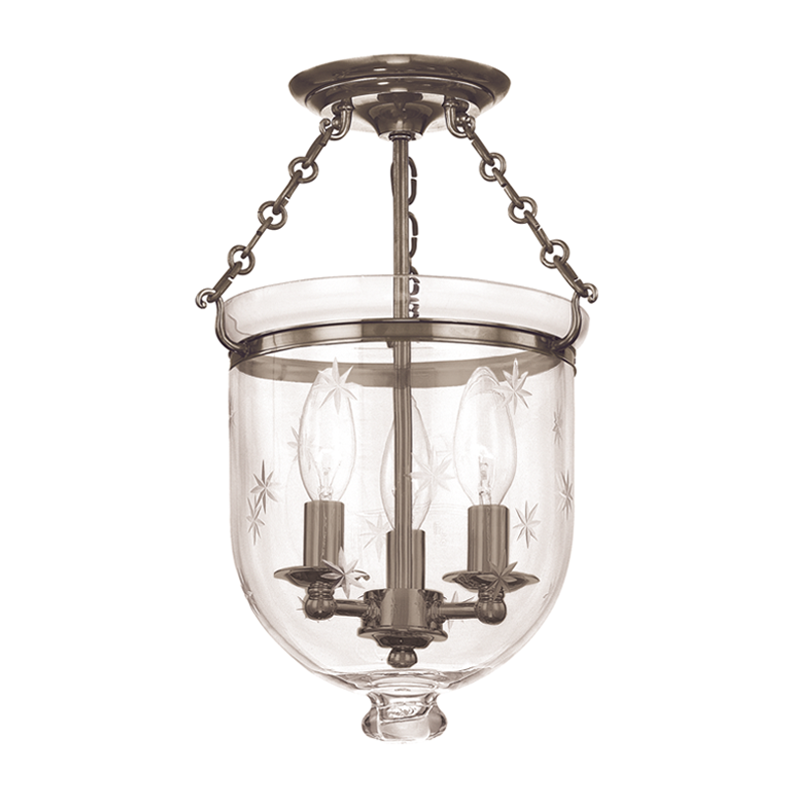 Hampton Semi Flush Glass Option 3, 10" - Historic Nickel