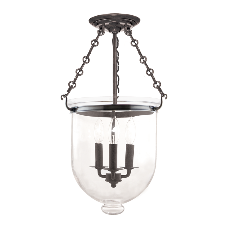 Hampton Semi Flush Glass Option 1, 12" - Historic Nickel