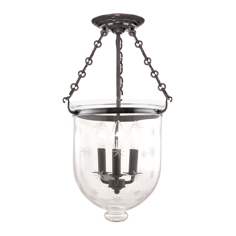 Hampton Semi Flush Glass Option 3, 12" - Historic Nickel