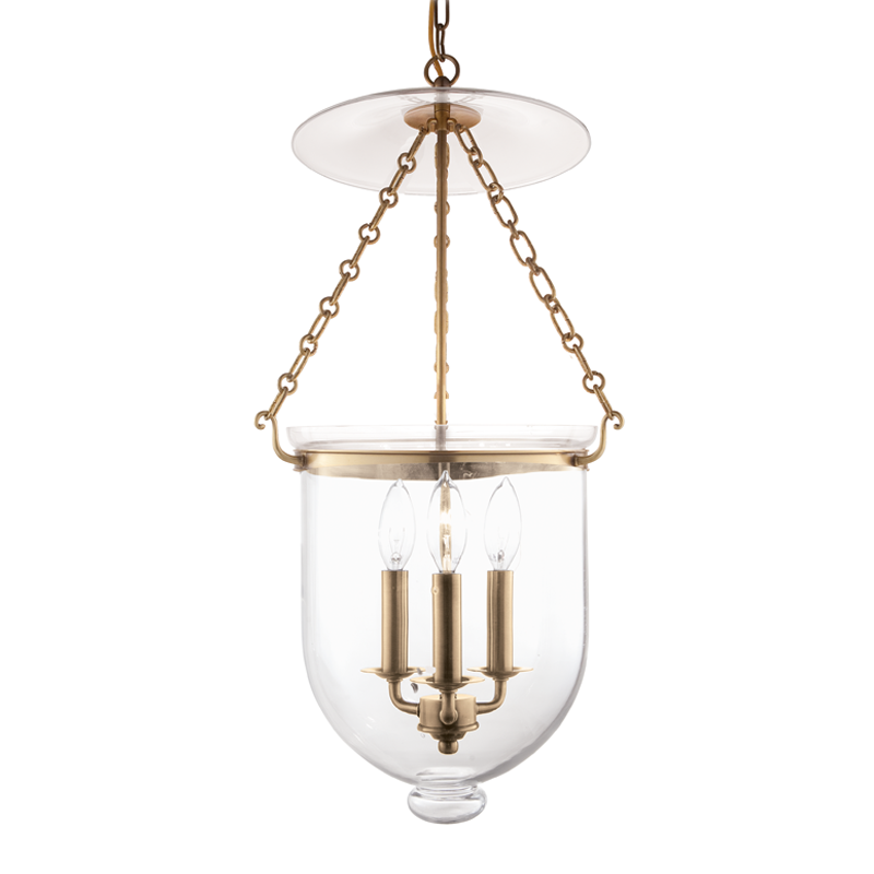 Hampton Pendant Glass Option 1, 12" - Aged Brass