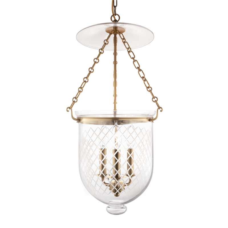 Hampton Pendant Glass Option 2, 12" - Aged Brass