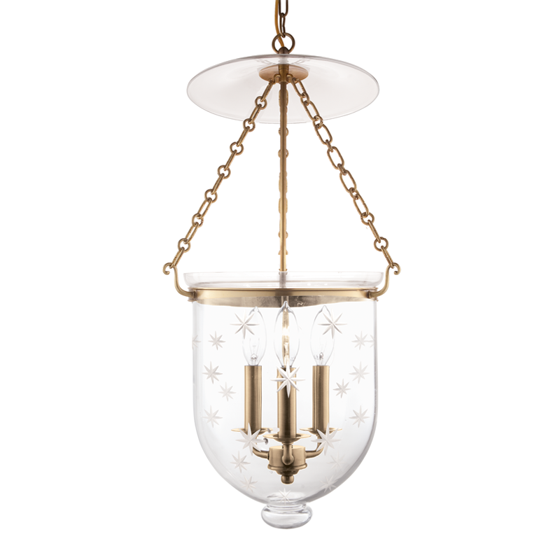 Hampton Pendant Glass Option 3, 12" - Aged Brass