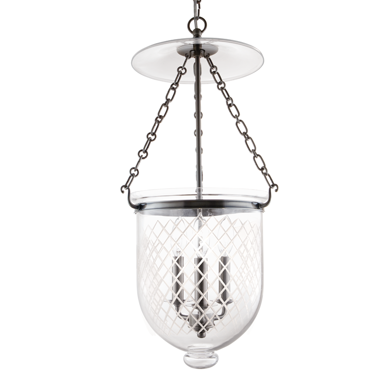 Hampton Pendant Glass Option 2, 12" - Historic Nickel