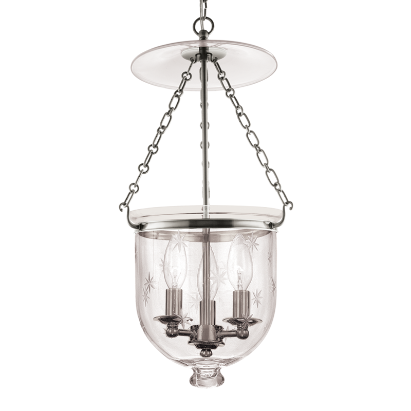 Hampton Pendant Glass Option 3, 12" - Polished Nickel