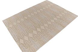 Scandinavian Rug in Taupe, Blue and Off-White Patterns