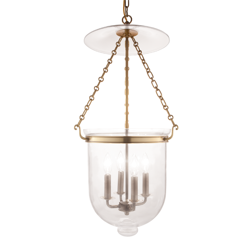 Hampton Pendant Glass Option 1, 14" - Aged Brass