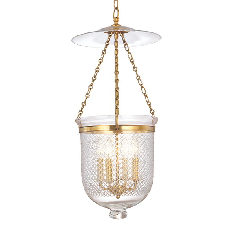 Hampton Pendant Glass Option 2, 14" - Aged Brass