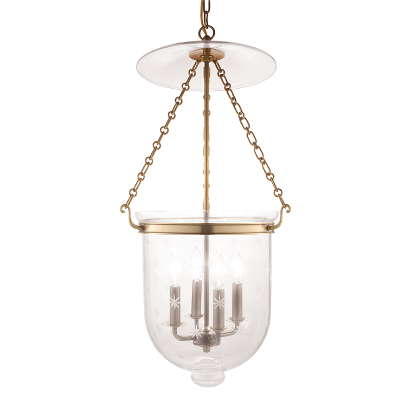 Hampton Pendant Glass Option 3, 14" - Aged Brass