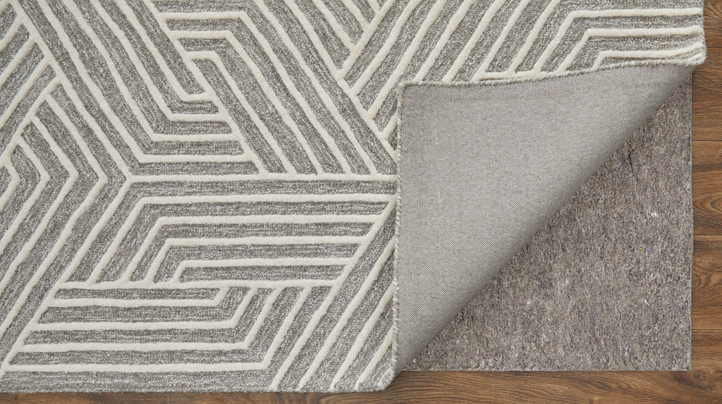 Lytton Modern Geometric Gray Ivory Area Rug (5' x 8')