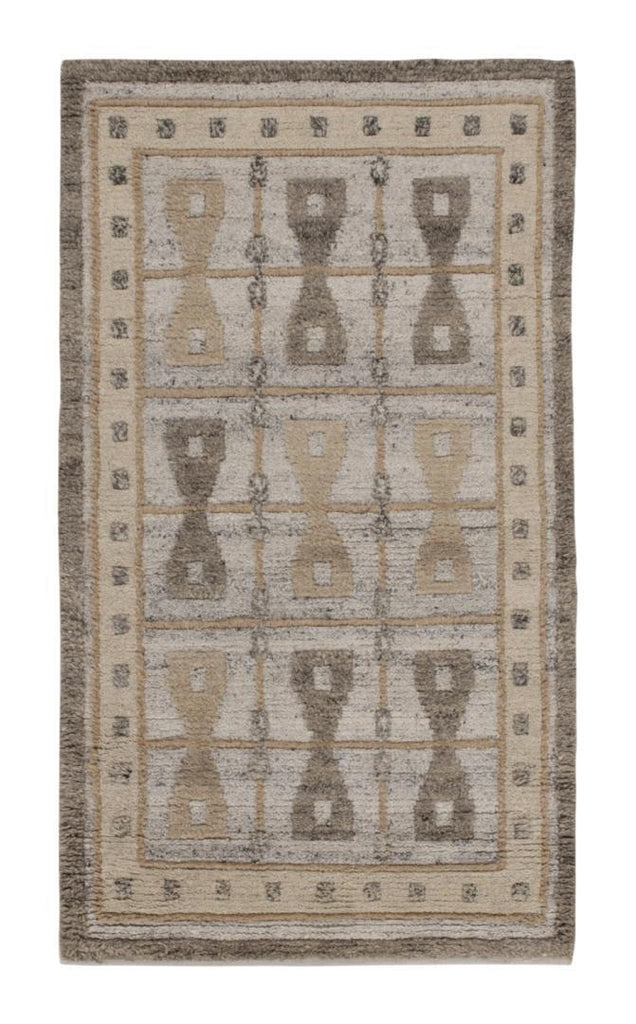 Scandinavian Rug In Beige Brown & Grey Geometric Patterns