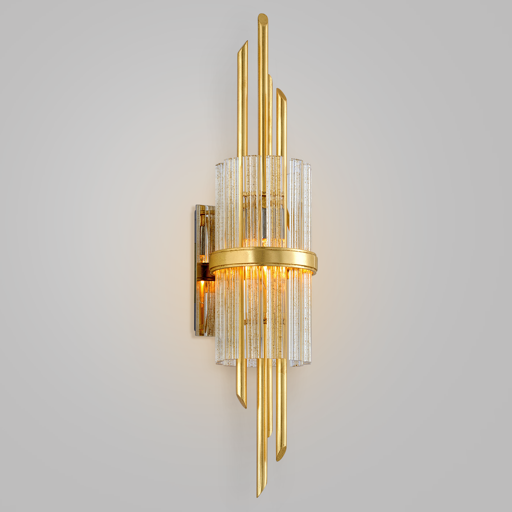 Symphony Wall Sconce 28" - Gold Leaf W Polished Stainless