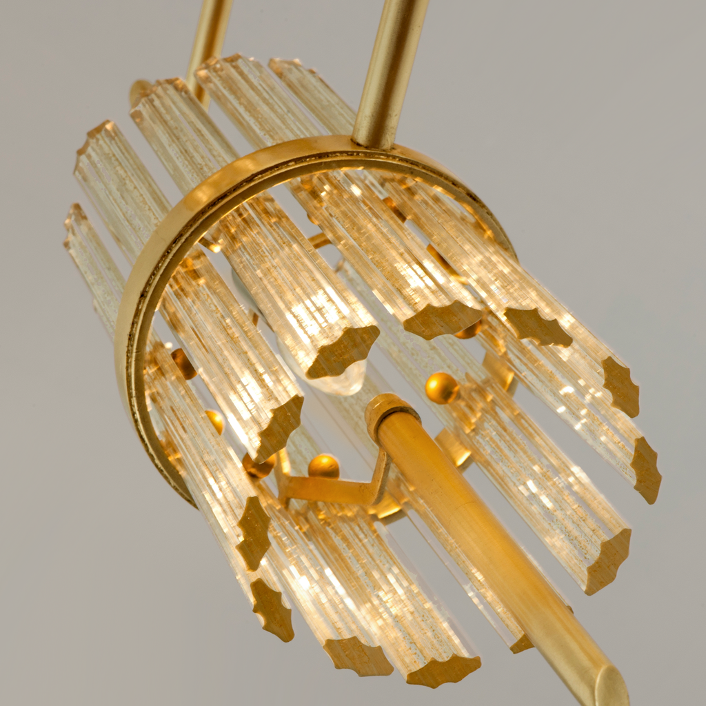 Symphony Chandelier 64" - Gold Leaf W Polished Stainless