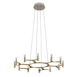 Nexus Chandelier 38" - Satin Silver Leaf