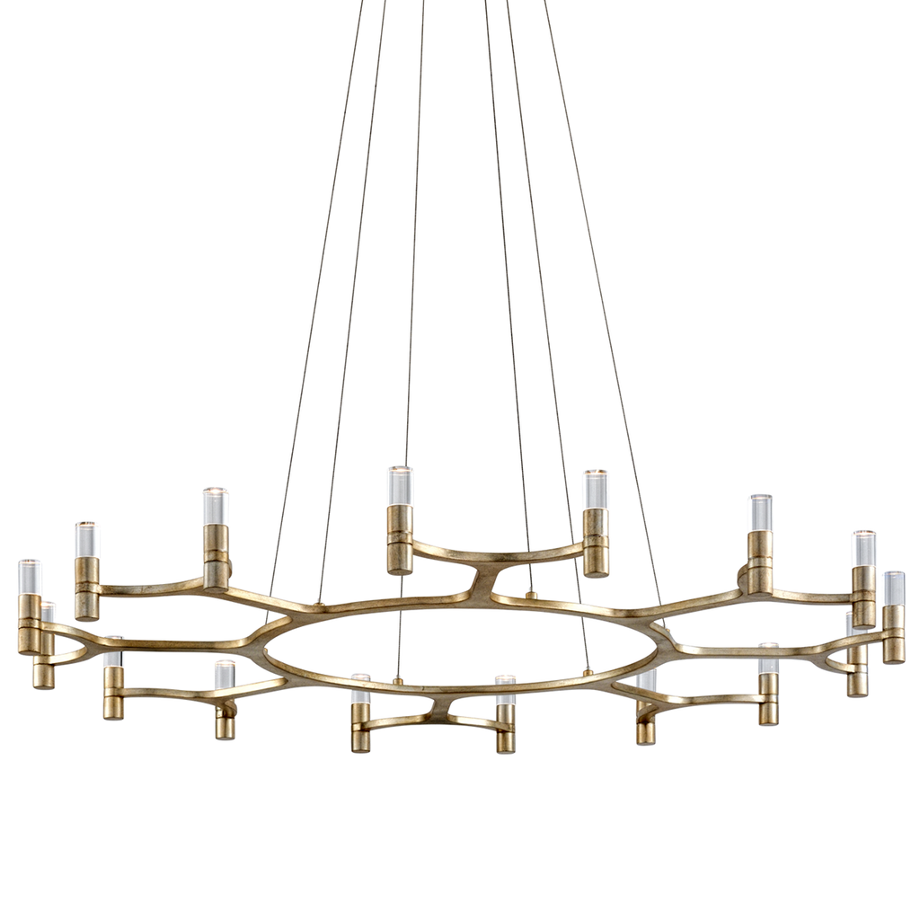 Nexus Chandelier 50" - Satin Silver Leaf