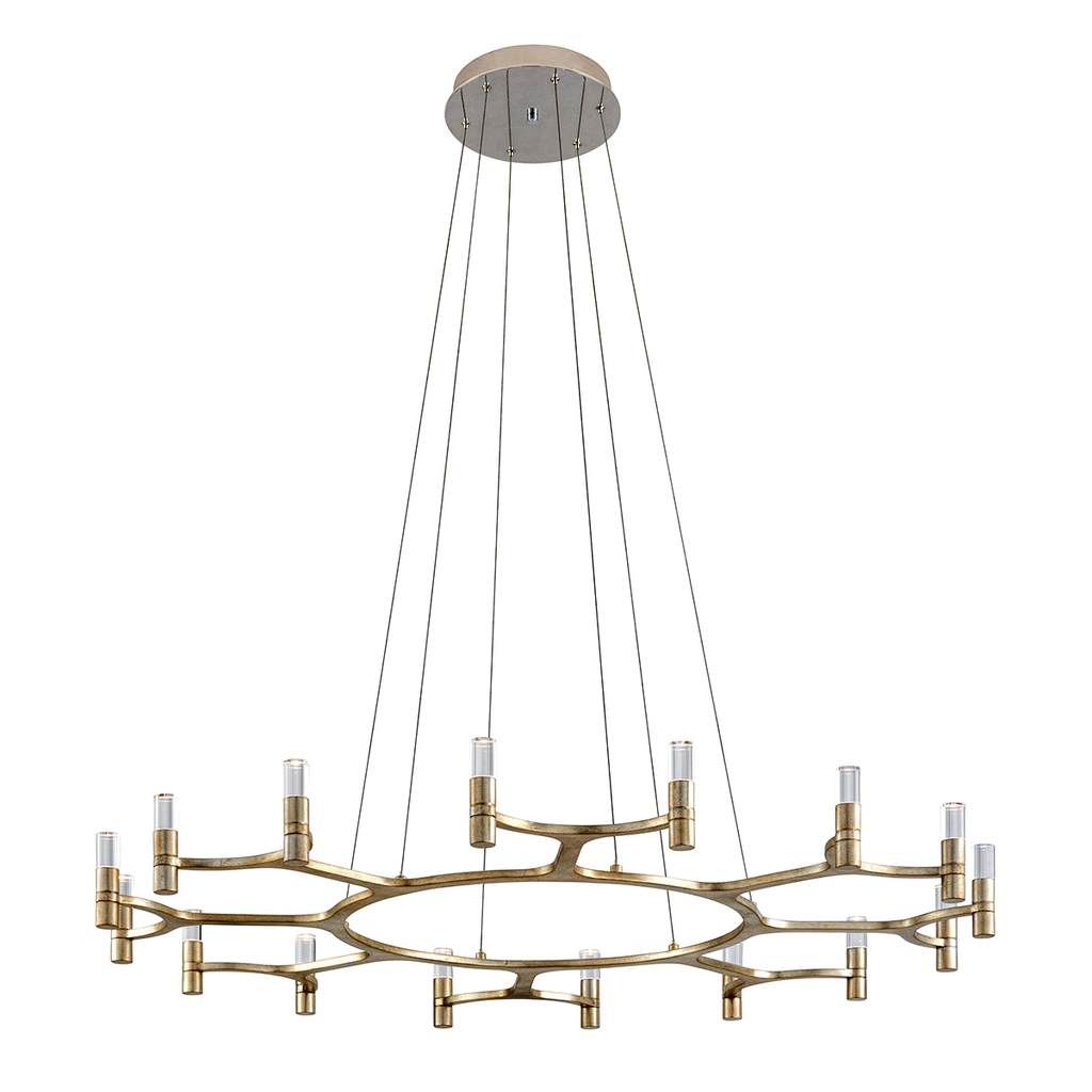 Nexus Chandelier 50" - Satin Silver Leaf