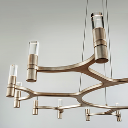 Nexus Chandelier 50" - Satin Silver Leaf