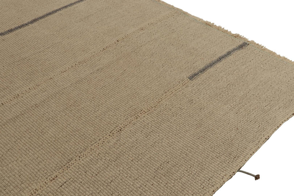 Contemporary Kilim in Sandy Beige-Brown, Panel Woven Style