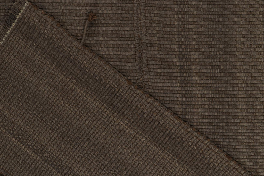 Contemporary Kilim in Muted Brown Stripes, Panel Woven Style