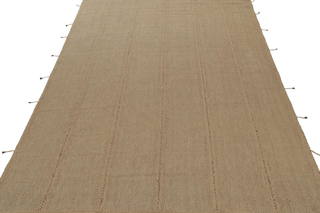 Contemporary Kilim in Beige with Brown Undertones