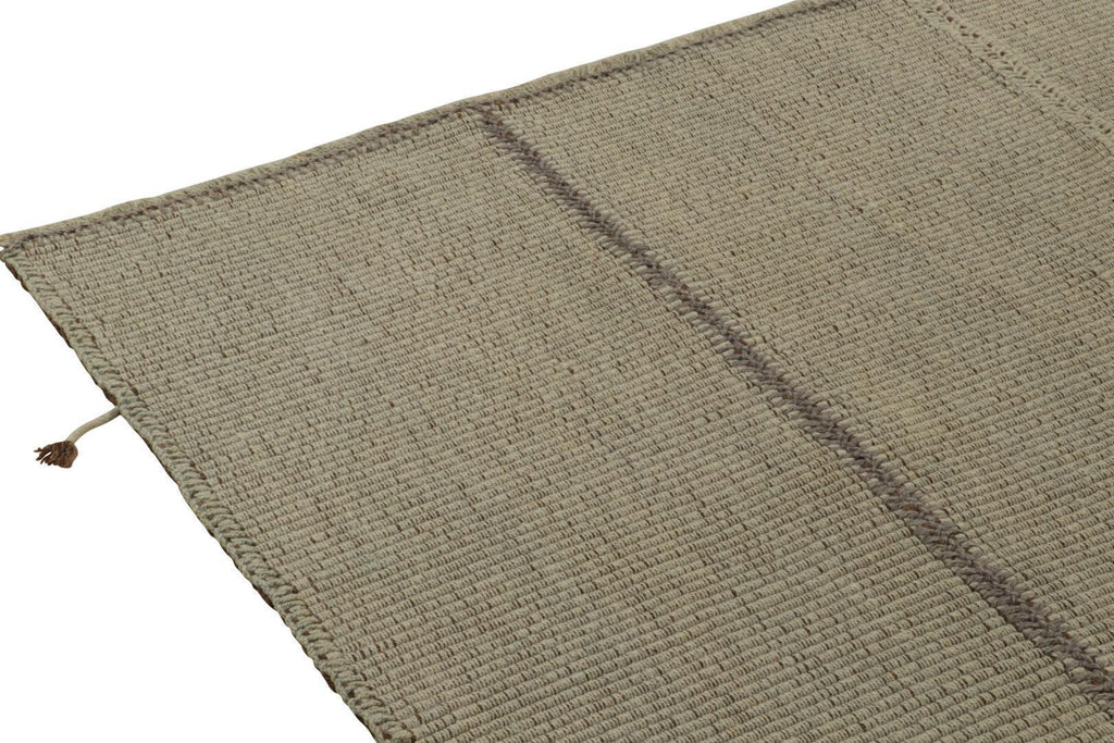 Custom Kilim in Beige-Brown and Blue, Panel Woven Style
