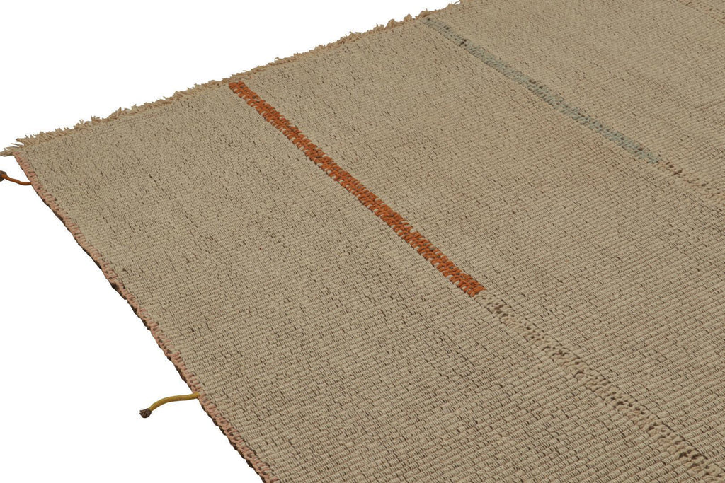 Contemporary Kilim in Beige-Brown with Colorful Accents