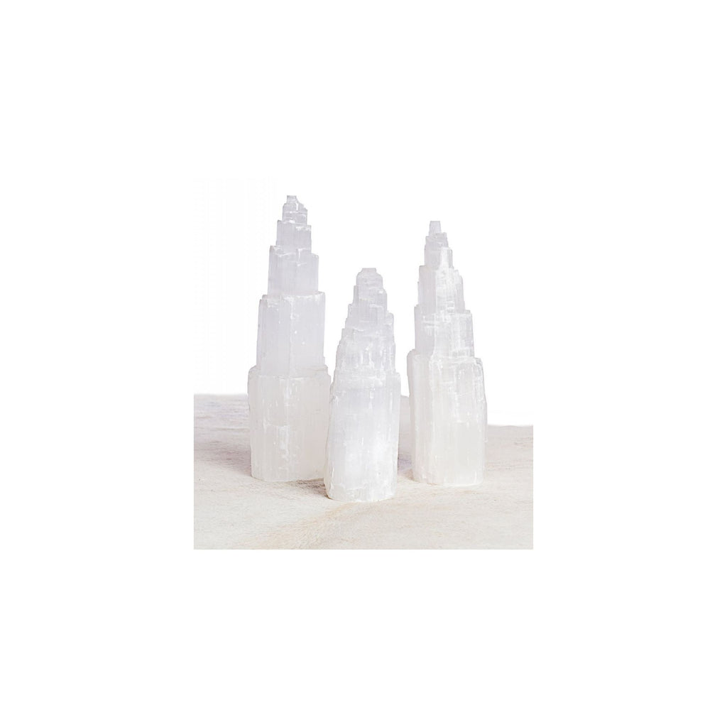 Selenite Single Tower Lamp Large