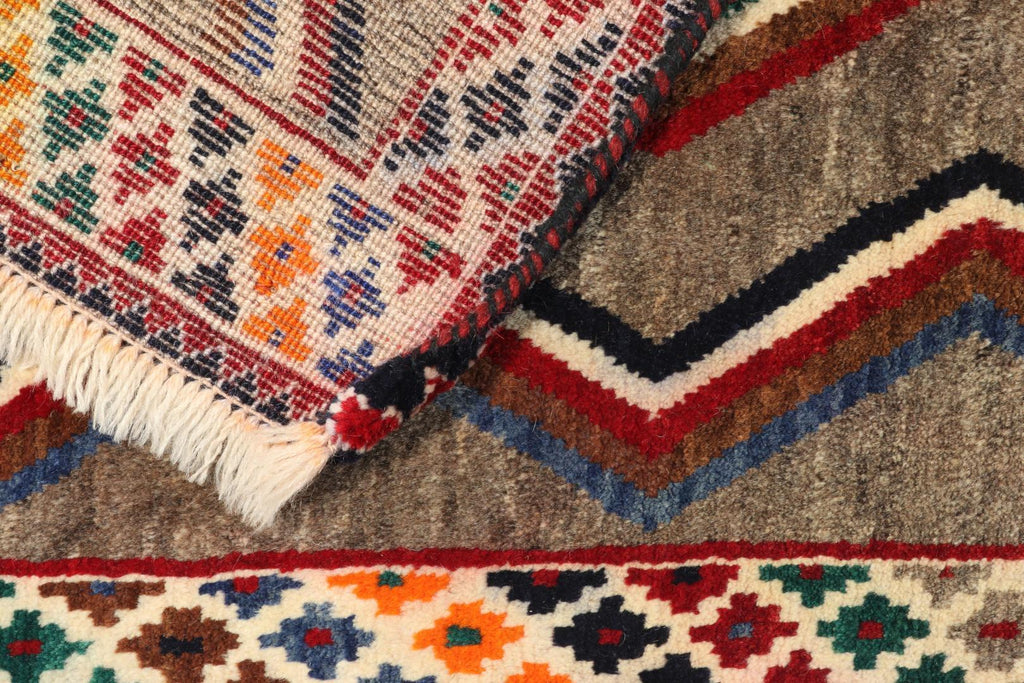 Vintage Gabbeh Tribal Runner In Brown With Vibrant Chevron Patterns