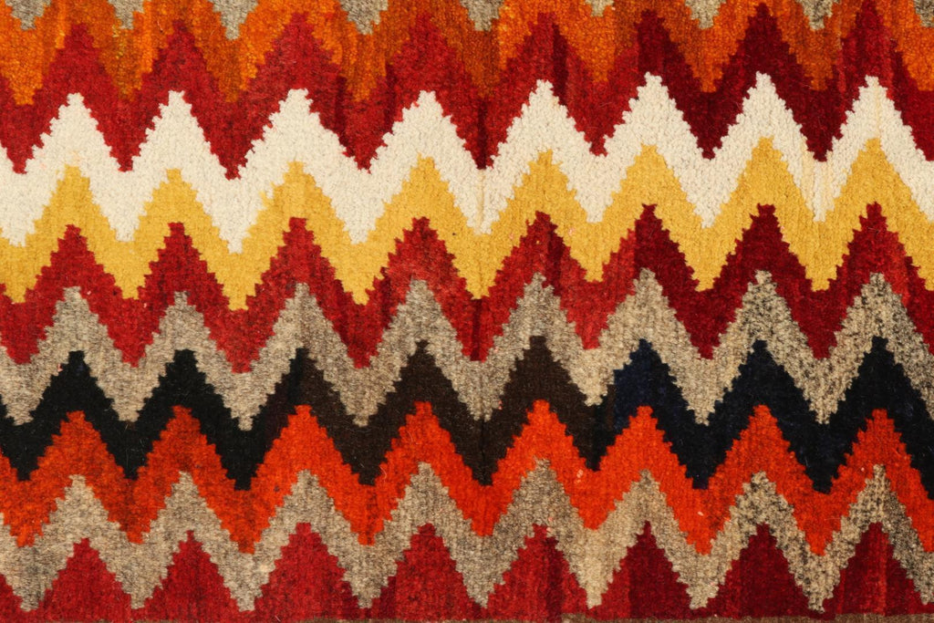 Vintage Gabbeh Persian Tribal Rug In Vibrant Chevron Patterns 2X4