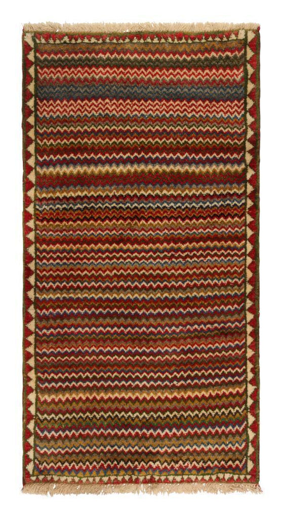 Vintage Gabbeh Persian Tribal Rug In Vibrant Chevron Patterns