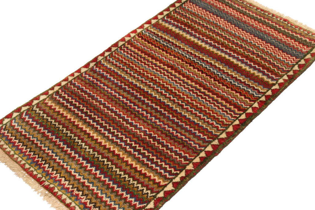 Vintage Gabbeh Persian Tribal Rug In Vibrant Chevron Patterns