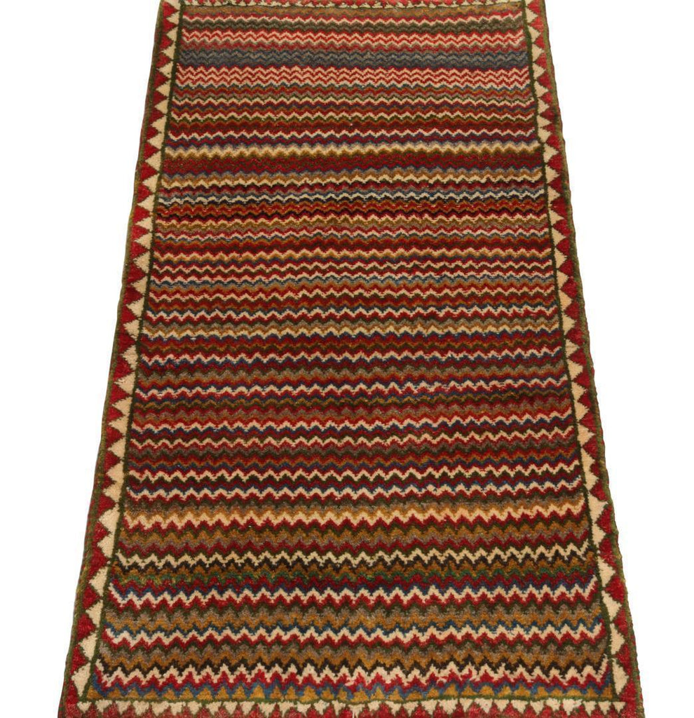 Vintage Gabbeh Persian Tribal Rug In Vibrant Chevron Patterns