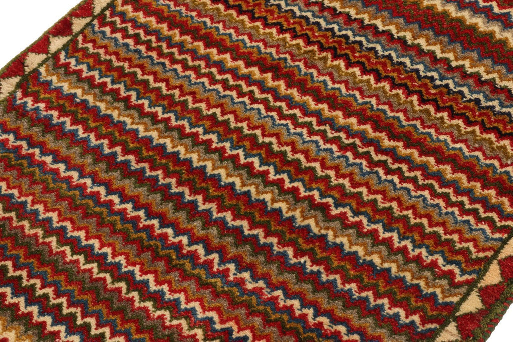 Vintage Gabbeh Persian Tribal Rug In Vibrant Chevron Patterns