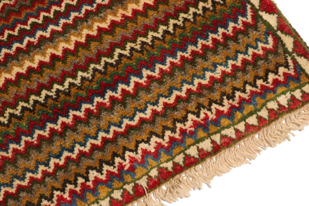 Vintage Gabbeh Persian Tribal Rug In Vibrant Chevron Patterns