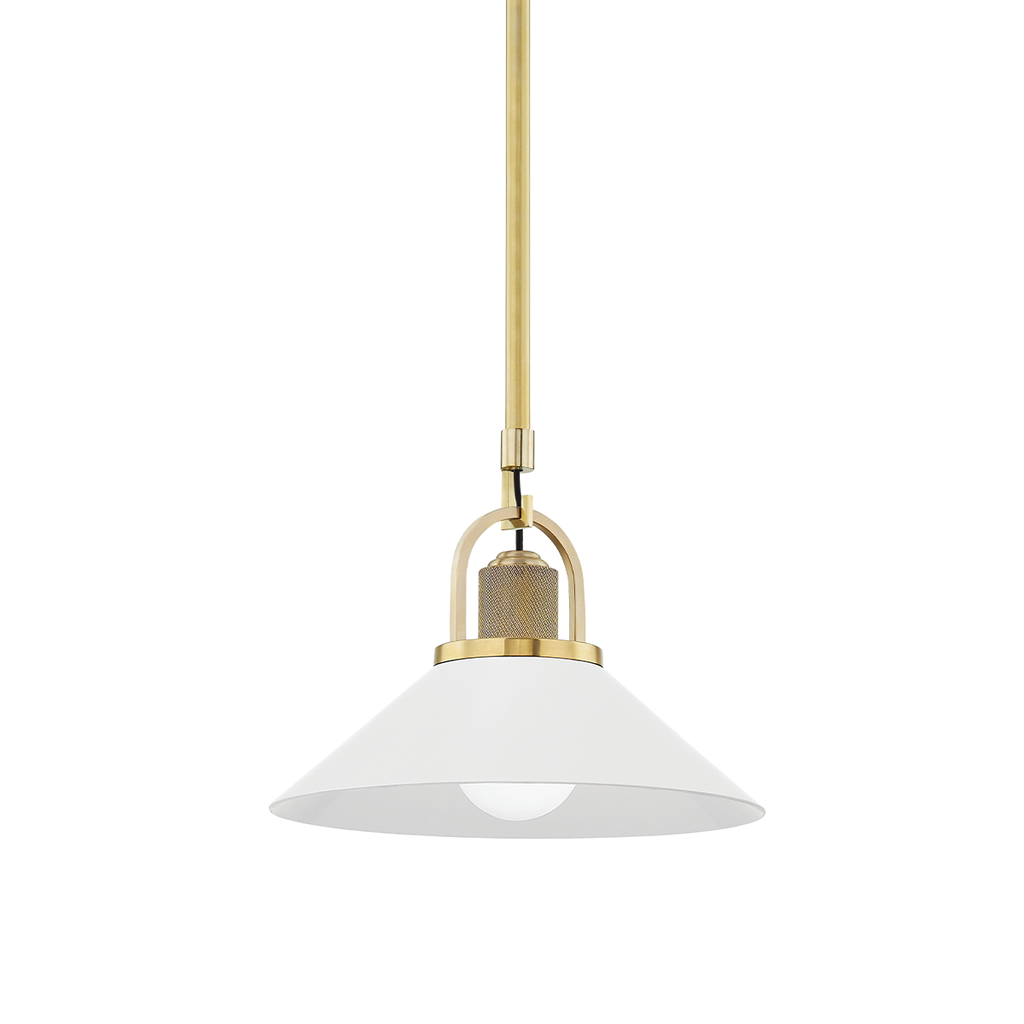 Syosset Pendant 9" - Aged Brass/White