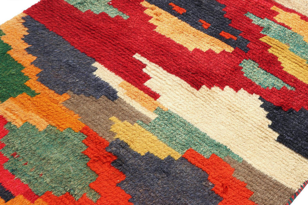 Vintage Gabbeh Persian Tribal Rug In Vibrant Geometric Patterns