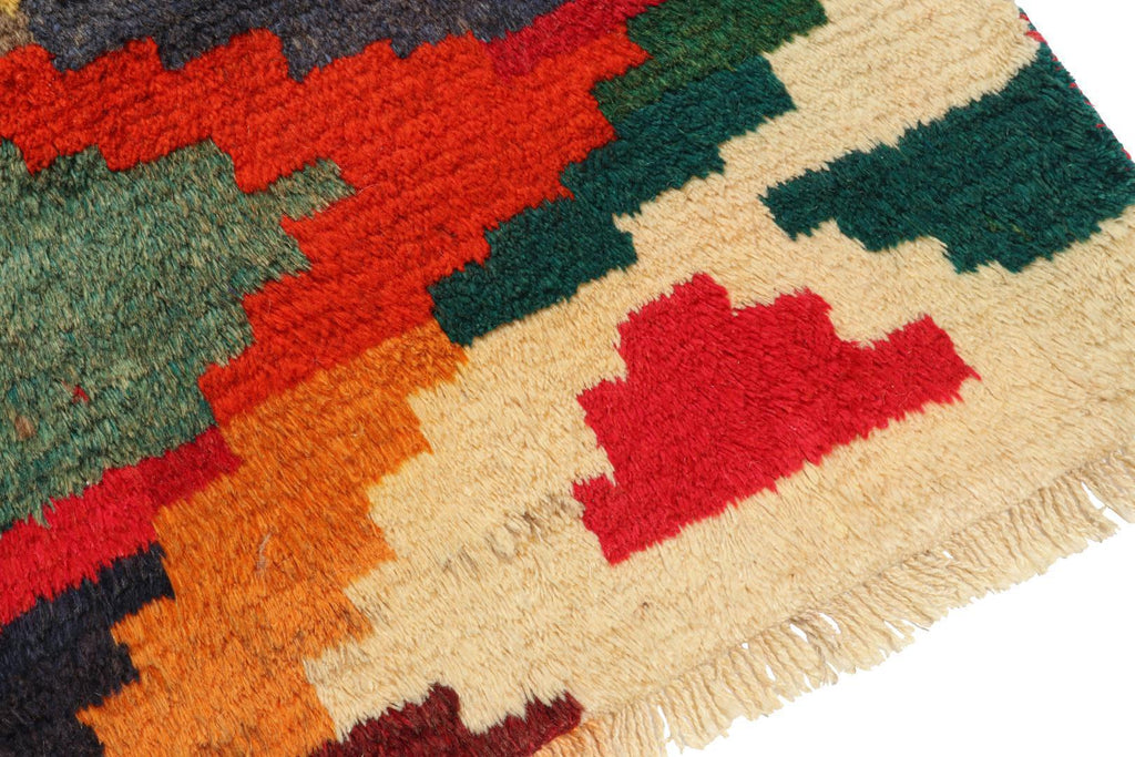 Vintage Gabbeh Persian Tribal Rug In Vibrant Geometric Patterns