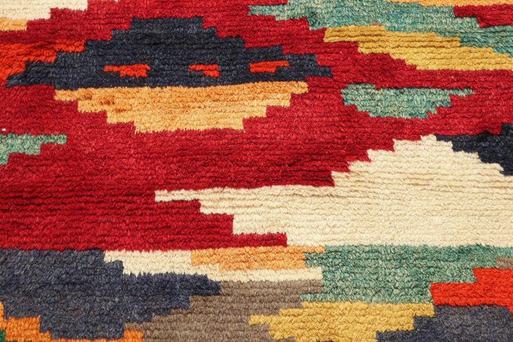 Vintage Gabbeh Persian Tribal Rug In Vibrant Geometric Patterns