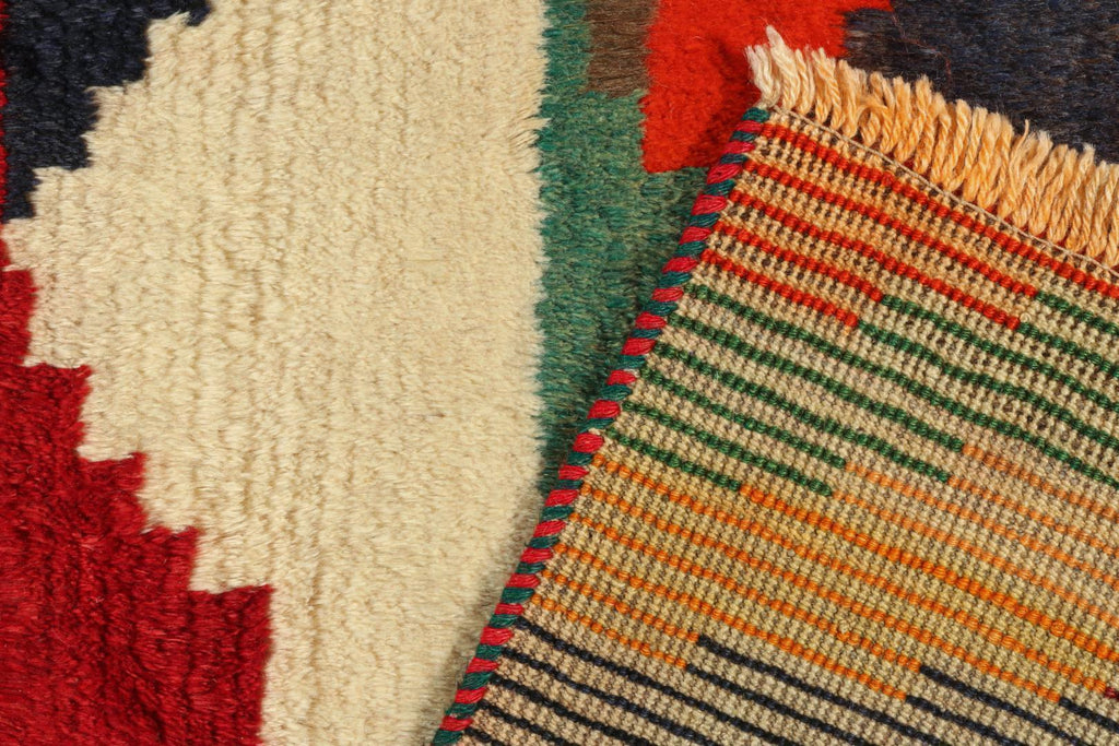 Vintage Gabbeh Persian Tribal Rug In Vibrant Geometric Patterns