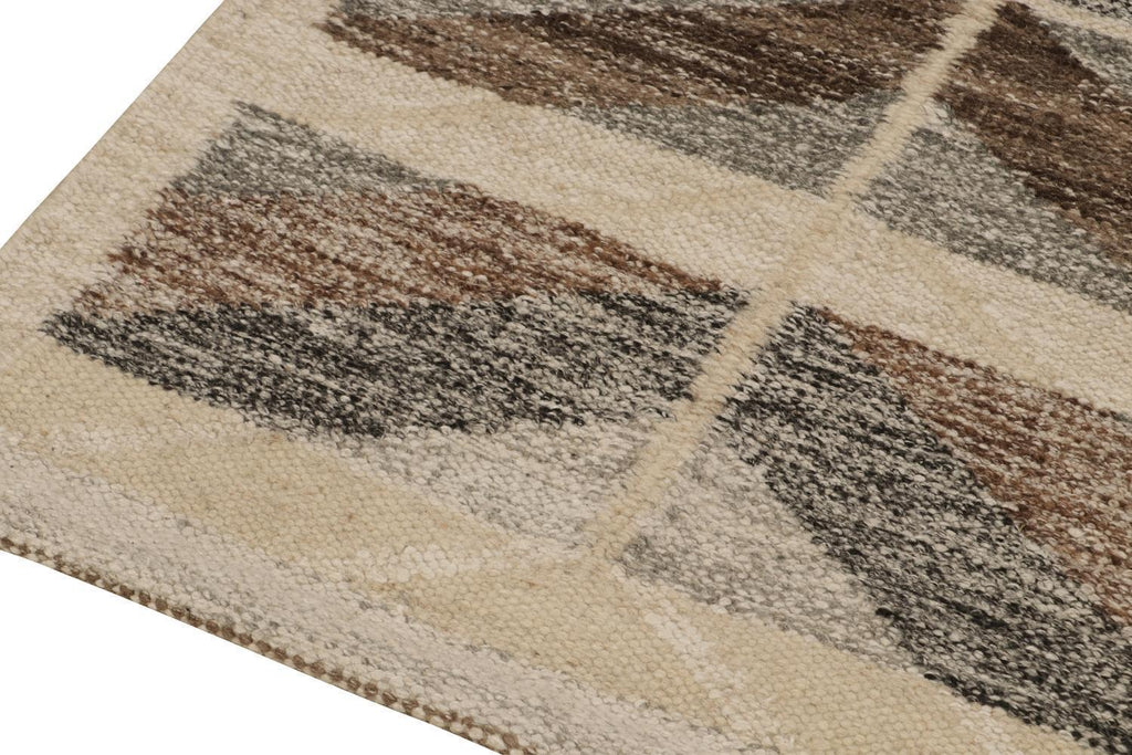 Scandinavian Runner In Beige & Brown Geometric Pattern