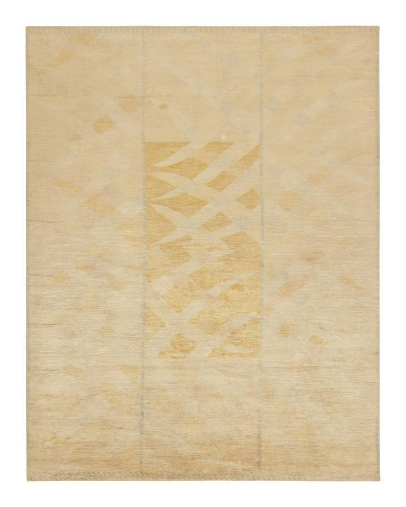 Scandinavian Rug in Gold and Ivory Geometric Pattern