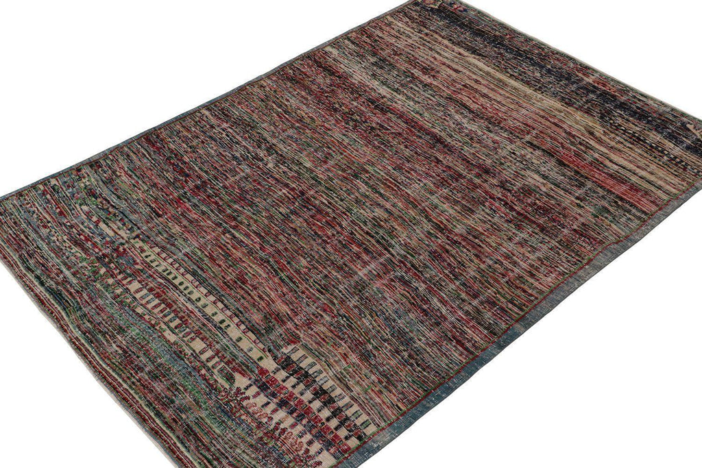 Vintage Distressed Zeki Muren Rug In Polychromatic Patterns