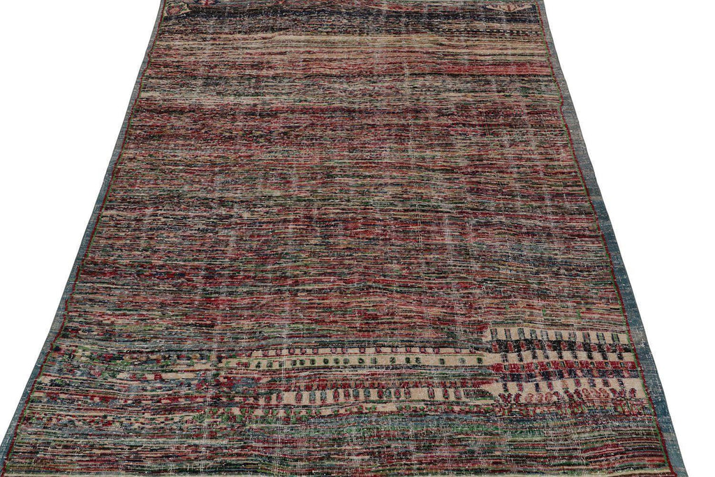 Vintage Distressed Zeki Muren Rug In Polychromatic Patterns