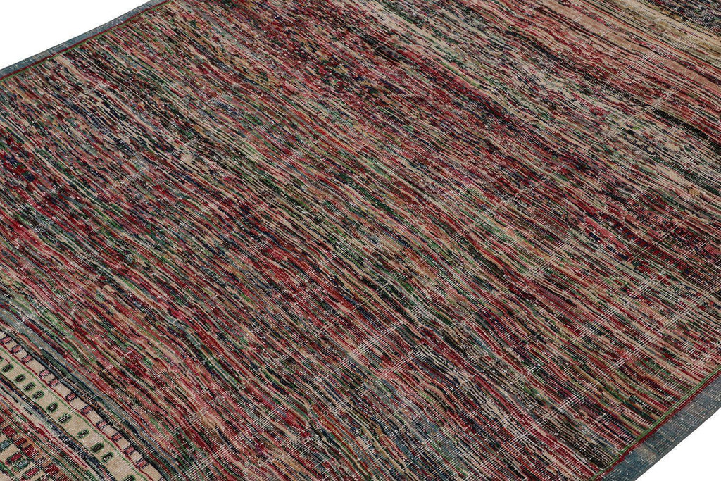 Vintage Distressed Zeki Muren Rug In Polychromatic Patterns