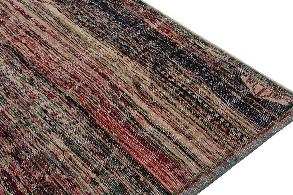 Vintage Distressed Zeki Muren Rug In Polychromatic Patterns